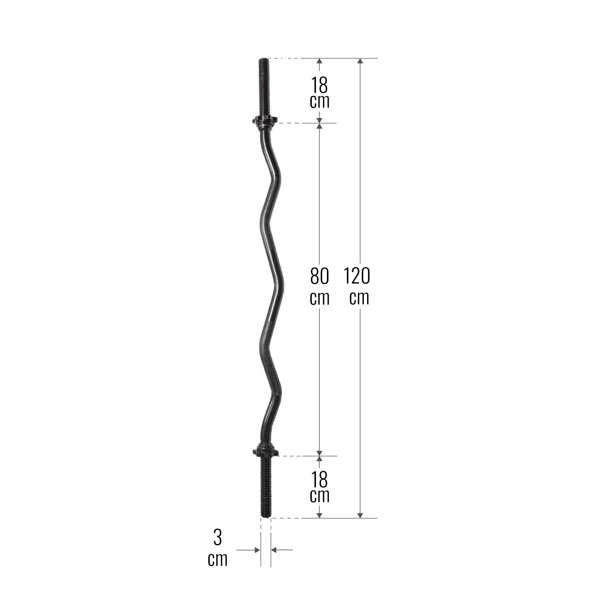 EZ-hauistanko 120 cm kierrelukoilla, musta - Image 7