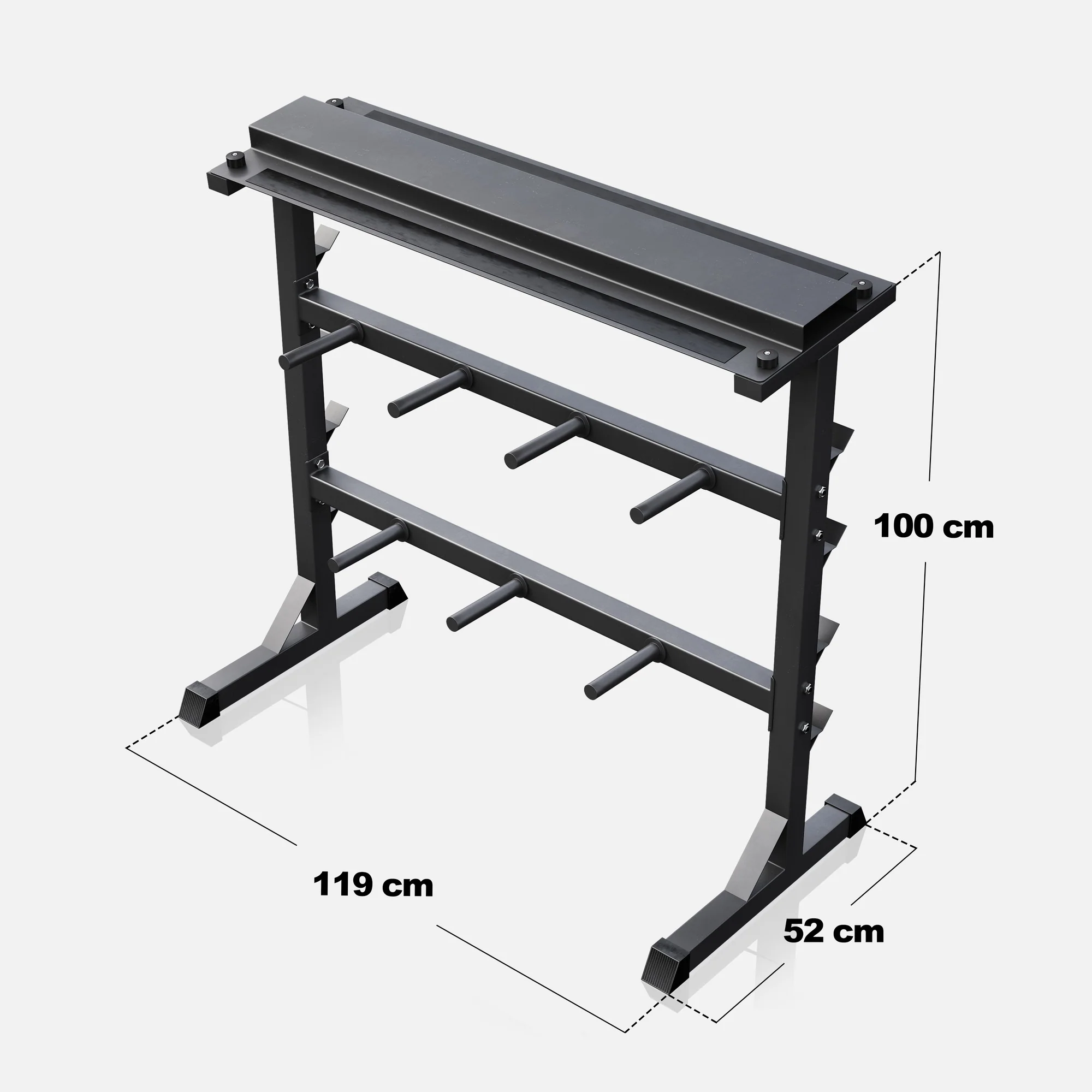 3-In-1 painoteline levypainoille, käsipainoille ja tangoille, musta - Image 4