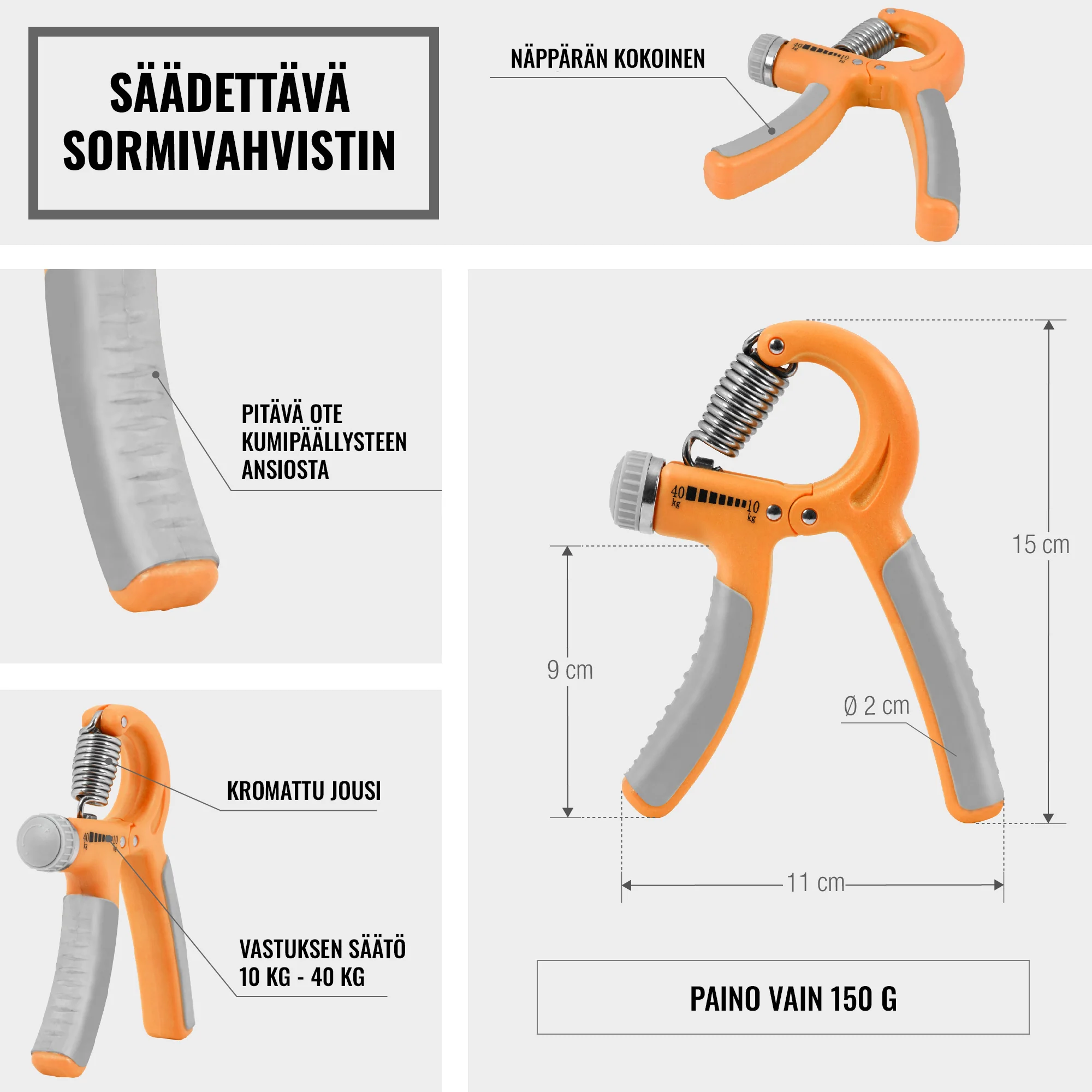 ProGrip9 säädettävä käsipuristin 10–40 kg vastuksella - Image 6