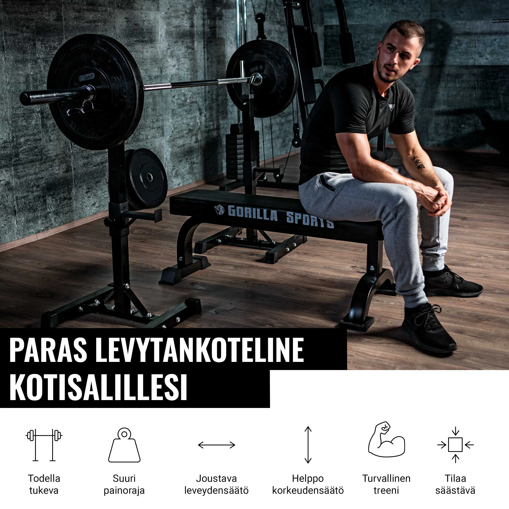 Säädettävät kyykkytelineet turvaraudoilla, musta - Image 6