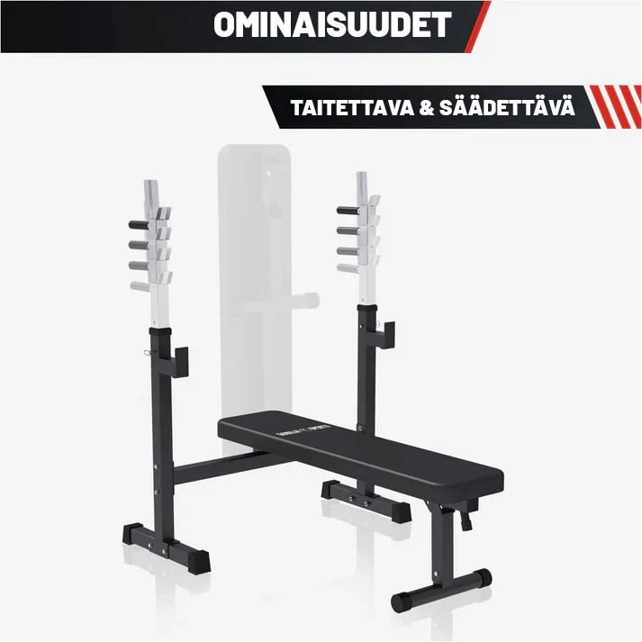 Taitettava painonnostopenkki + 100 kg levytankosarja - Image 3